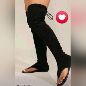 Source Unknown Black Over-the-Knee Stirrup Boots